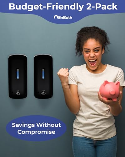 Automatic Soap Dispenser (2-Pack) with Extra Large 40 oz. Capacity (Liquid/Gel) - Wall Mounted Hand Soap or Touchless Hand Sanitizer Unit for Commercial or Home Bathrooms - ADA Compliant (Black) - size: 2-Pack