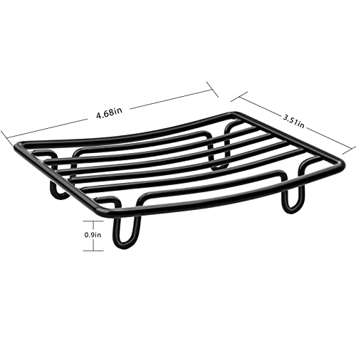 Bar Soap Dish Holder for Shower Bathroom Stainless Steel Rust Proof Self Draining, Black-2 Pack - color: Black-rectangular 2p