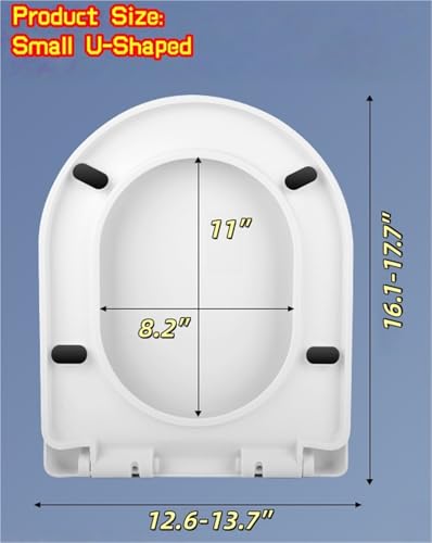 Soft Close Round Toilet Seat, Universal PP Material Cover, Easy to Clean & Install, Design, Fits All Brands (White Small U) - size: Small U