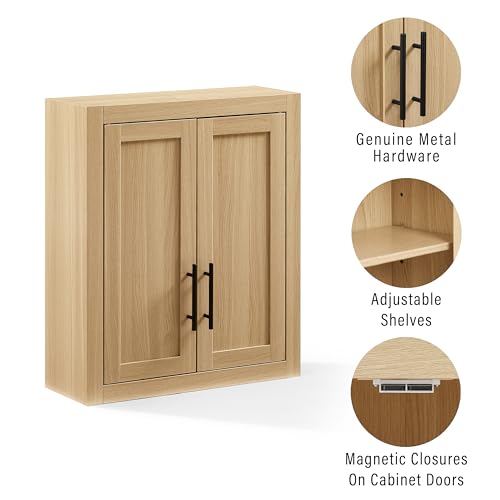 Crosley Furniture Savannah Wall Mounted Bathroom Storage Medicine Cabinet with Shelves, Natural - color: Natural, style: Wall Cabinet
