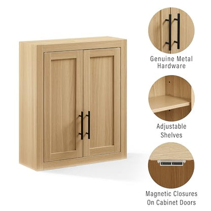Crosley Furniture Savannah Wall Mounted Bathroom Storage Medicine Cabinet with Shelves, Natural - color: Natural, style: Wall Cabinet