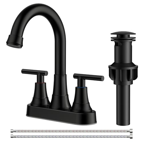 FORIOUS Black Bathroom Faucet 3 Hole, 8" Widespread Bathroom Vanity Faucet | 360° Swivel Spout Matte Black 8 Inch Widespread Bathroom Sink Faucet 3 Hole, Wholesale 2 Handle Black Vanity Faucet 3 Holes - color: Matte Black