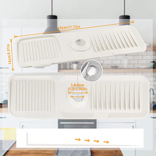 Sink Splash Guard Silicone Sink Faucet Mat Sink Accessories | for Kitchen, Bathroom, Sink Sponge Holder (White) - color: White