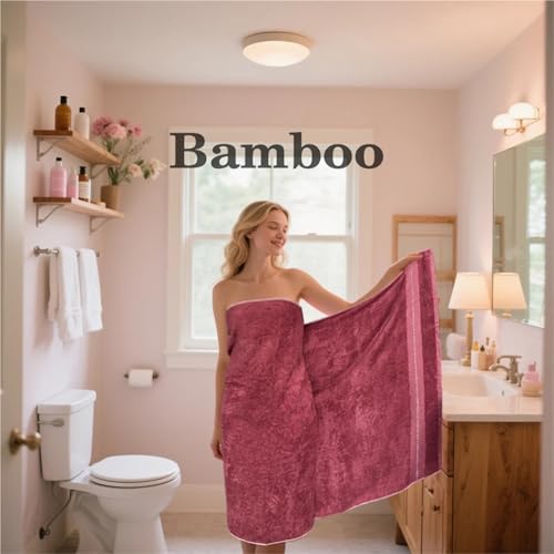 Extra Large Bath Towel Premium Bamboo Fiber, Ultra Absorbent & Quick-Dry, Bath Sheet for Hotel, Home Use(Red) - color: Red