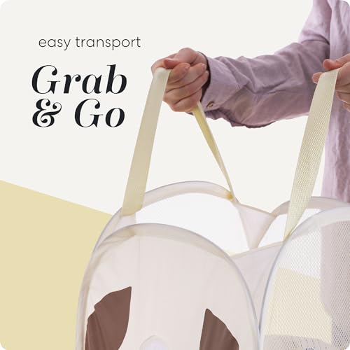 Pop Up Laundry Hamper, Cute Puppy 71L Collapsible Mesh Basket with Handles | Breathable Foldable Clothes Basket, Reinforced Handles, Side Pocket - for Dorm, Travel, Kids Room, Bedroom - Handy Laundry - color: Puppy