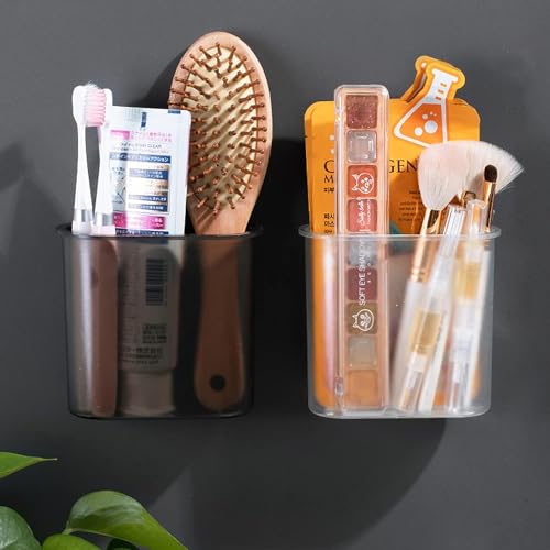 Toothbrush Holders Wall Mounted, Self Adhesive Tooth Brush Holder for Bathroom Electric Toothbrush Toothpaste Razor Bathroom Accessories(Black) - color: Black-1