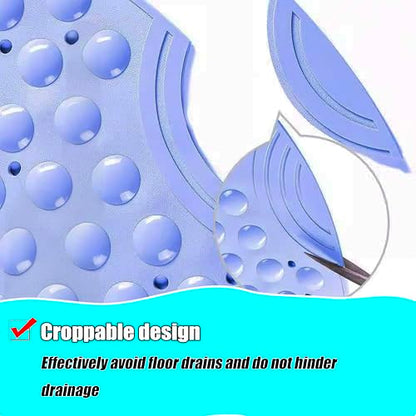 Shower Mat Anti-Slip 21.6'' Round Bathtub Mat with Suction Cups Machine Washable Shower Bath Mat - color: Blue
