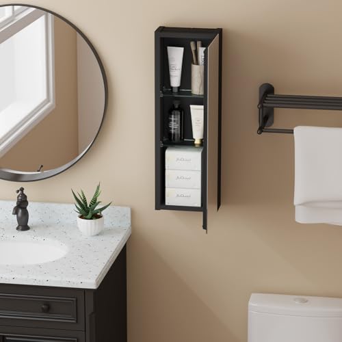 Spliceable Modular Bathroom Medicine Cabinet with Soft Close Doors with Glass on Both Sides, Reversible Wall Mounted Mirror (28" L x 10" W) - color: 10"×28" Reversible Cabinet