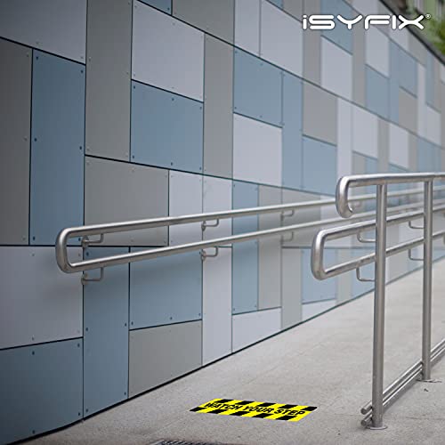 iSYFIX Watch Your Step Floor Decals Stickers, 6 Pack, 20x5 Inch | Premium Self-Adhesive Vinyl, Laminated Anti-Slip, Water Resistance, Indoor & Outdoor - size: 20x5 inch