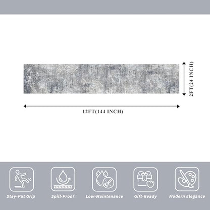 2x12 ft Washable Hallway Runner Rug – Non-Slip Stain-Resistant Low-Pile Long Carpet Runner for Kitchen Entryway Living Room Bedroom Bathroom, Modern Abstract Neutral (Blue Gray,2x12) - color: Blue Gray, size: 2' x 12' (Rectangular)