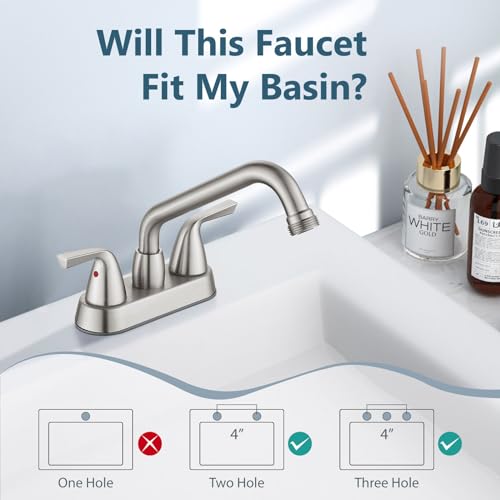 Aolemi Utility Laundry Sink Faucet,3/4" NPT Threaded End,Brushed Nickel | 4-Inch Centerset Laundry Faucet For 2-3 Hole Utility Sinks,With 2 Handles,Swivel Stainless Steel Spout and Supply Lines - color: Brushed Nickel