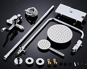 Stainless Steel 304 Silver Shower Faucet Set, Wall Mount Triple Function Shower System, Shower Set Including 8" Rainfall Shower Head with Handheld Combo, Shower Faucet Complete Set, Outdoor Shower