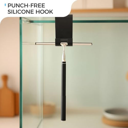 17“- 60" Extendable Long Handle 2-in-1 Window Squeegee Silver | 12.4" Wide Metal Shower Squeegee for Glass Doors, 2-in-1 Squeegee for Home Window Cleaning, Tile Wall, Car - color: Black/Silver