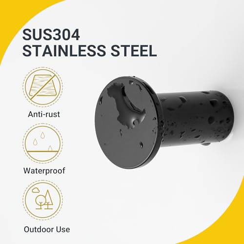 SAYAYO Black Towel Hooks for Bathrooms, Heavy Duty Wall Hooks for Hanging | Modern Coat Hook, SUS 304 Stainless Steel Robe Hook, 4 PCS - color: Black