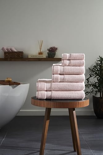 Ozdilek 6-Piece Bath Towel Set, 2 Bath, 2 Hand, 2 Wash100% Cotton Turkish Towels, 2 Bath Towels (30x60/550 GSM), 2 Hand Towels (16x30/575 GSM), 2 Washcloths (13x13/600 GSM) Towel Set (Mauve Pink) - color: Mauve