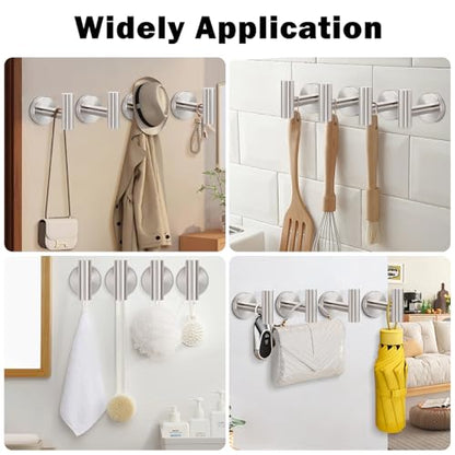 Livabber Bathroom Towel Hooks, 304 Stainless Steel Robe Shower Hooks Wall Mounted, Heavy Duty Towel Hangers for Bathroom Kitchen Bedroom (6 Pack, Brushed Nickel) - color: Brushed Nickel, size: 6 Pack