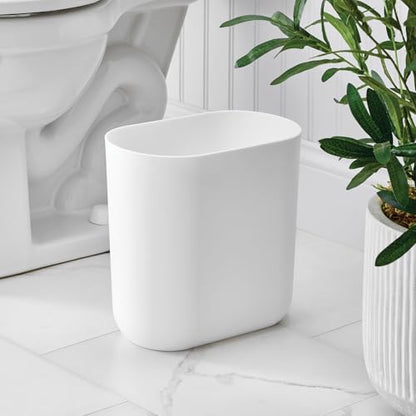 iDesign Small Slim Plastic Bathroom Trash Can, White | Bedroom, Office, Desk, Dorm - color: White, style: Pack of 1