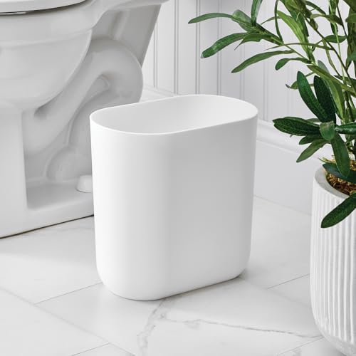 iDesign Small Slim Plastic Bathroom Trash Can, 2-Pack, White | Bedroom, Office, Desk, Dorm - color: White, style: Pack of 2