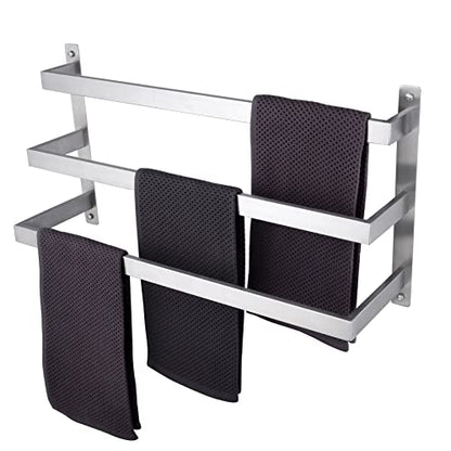 KOKOSIRI Bath Towel Bars Bathroom 3-Tiers Ladder Towel Rails Towel Holders Wall Mounted Towels Shelves Rack Brushed Stainless Steel, B5006BR-L24 - color: Brushed Nickel