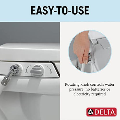 Delta 833004 Elongated Soft Close Bidet Seat with Manual Control Self-Cleaning Wand - White