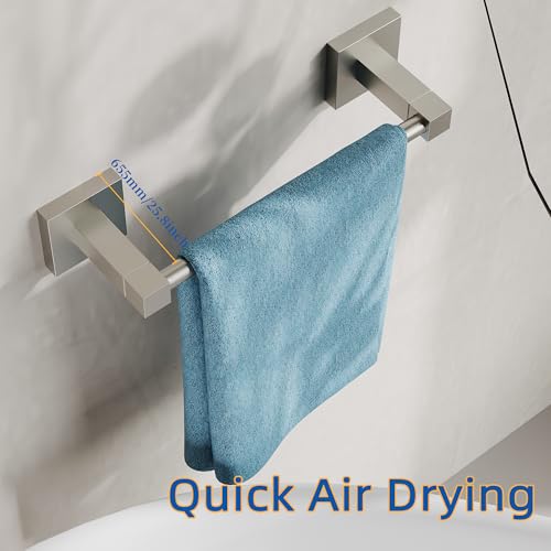 RUACQ Towel Bar, 9" Towel Racks for Bathroom Wall Mounted, Brushed Nickel | Hand Towel Holder, Total Length 10.8 Inch Single Towel Rod, 304 Stainless Steel, Rustproof, Square Base, Heavy Duty, Modern - color: Brushed Nickel, size: 9 inch(Center to Center)