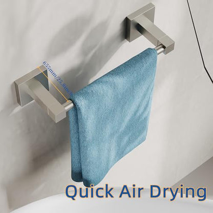 RUACQ Towel Bar, 9" Towel Racks for Bathroom Wall Mounted, Brushed Nickel | Hand Towel Holder, Total Length 10.8 Inch Single Towel Rod, 304 Stainless Steel, Rustproof, Square Base, Heavy Duty, Modern - color: Brushed Nickel, size: 9 inch(Center to Center)