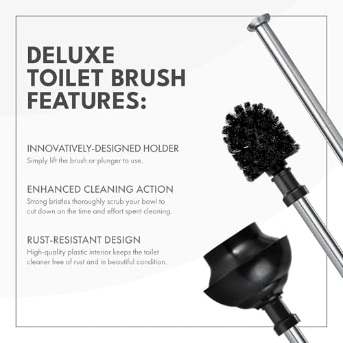 ToiletTree Products Modern Deluxe Freestanding Toilet Brush and Plunger Combo (Black - 7.5" x 9" x 20.5") - style: Black Combo