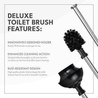 ToiletTree Products Modern Deluxe Freestanding Toilet Brush and Plunger Combo (Black - 7.5" x 9" x 20.5") - style: Black Combo