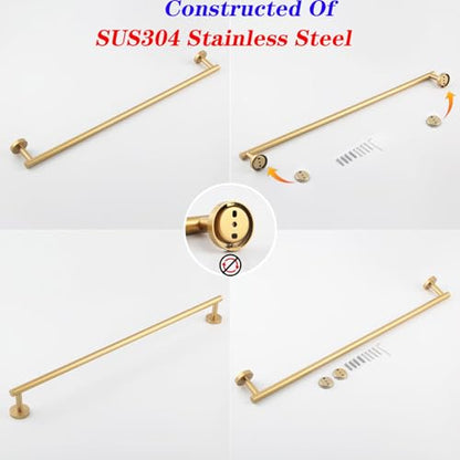 GERZWY Stainless Steel 33-Inch Bathroom Towel Bar Gold Towel Rack Wall Mounted Towel Rail Bath Towel Rod AG1101C85-BE - color: Gold, size: 32 Inch (Pack of 1)