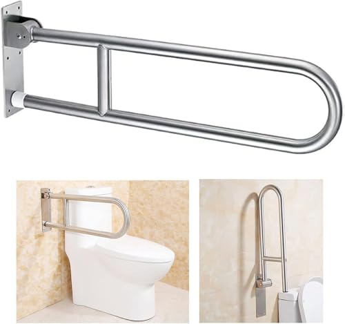 Toilet Grab Bar 31.5inch,Stainless Steel Foldable Bathroom Support Rail,Anti-Slip Handicap Grab Bars Safety Rails, For Seniors,Elderly,Pregnant,Disabled,Shower Grab Bars Supports 350lbs Load-1.26 Tube - style: Foldable 31.5"