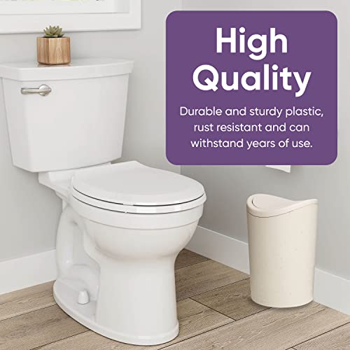 Superio Small Bathroom Trash Can with Lid, Modern White Mini Waste Bin with Swing Lid (1 1/2 Gallon, 6 Liter) Plastic Garbage Can for Kitchen, Bathroom, Bedroom, Office, Under Desk (1, Ecohome) - color: Ecohome
