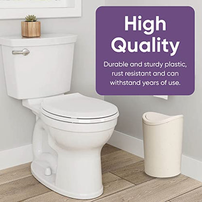 Superio Small Bathroom Trash Can with Lid, Modern White Mini Waste Bin with Swing Lid (1 1/2 Gallon, 6 Liter) Plastic Garbage Can for Kitchen, Bathroom, Bedroom, Office, Under Desk (1, Ecohome) - color: Ecohome
