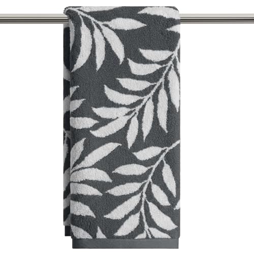 Artoid Mode 1 Pc Beige Grey Leaves Jacquard Hand Towels for Bathroom, 100% Cotton Soft Absorbent Bathroom Decor Towels, 13.7 x 29.5 Inch - color: Beige/Grey, size: 13.7" x 29.5", 1PC