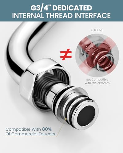 G3/4" Female Thread - 6" Commercial Faucet Swivel Spout Replacement: iVIGA Add-on Swing Nozzle - Chrome Polished - for G3/4" Male Thread Faucets Only - 1.8gpm/2.2gpm Aerator - size: 6 Inch