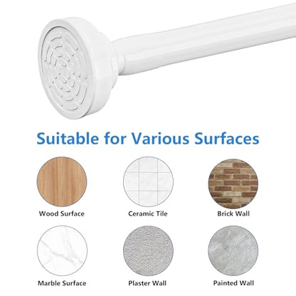 Umimile Shower Curtain Rod, 1 Inch Adjustable Spring Tension Curtain Rod | 304 Stainless Steel Shower Rod for Bathroom, Windows, Never Rust Non-Slip (White, 42-70”) - color: White, size: 42-70”