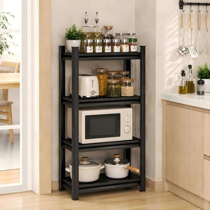 16"W Narrow Kitchen Storage and Pantry Shelves, Metal shelving for Closet,Kitchen Organizer- Freestanding Microwave Shelf - 4-Tier Adjustable Bakers Rack for Pantry kitchenware Storage, 16"D X 53"H - size: 16"W*16"D*53"H-4 TIER