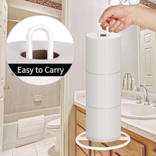 Toilet Paper Holder Stand, OBODING, White Freestanding Toilet Paper Holder for Storing 3 Rolls of Toilet Papers (White) - color: White