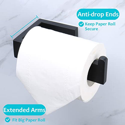 TocTen Toilet Paper Holder-Bathroom Tissue Holder Fit Big Roll Paper, Toilet Paper Roll Holder Wall Mounted Made of Thicken 304 Stainless Steel, Suitable for Bathroom, Kitchen, Office (5.9 in, Black) - color: Matte Black-square