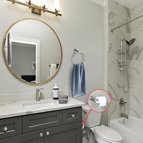 Brushed Nickel Flip Toilet Paper Holder and Hand Towel Ring Set 2 Pieces Bathroom Hardware Accessories Set SUS 304 Stainless Steel Heavy Duty Wall Mounted Bathroom Holder - color: Brushed