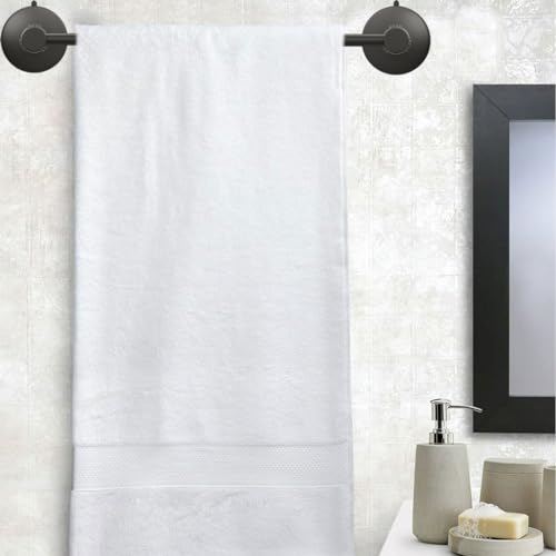 DGYB Adjustable Suction Cup Towel Bar for Bathroom 14 Inch ~ 27 Inch Matte Black Towel Rack Stainless Steel Bath Towel Holder for Glass Shower Door - color: 14"~27" Towel Bar - 1pc/Matte Black