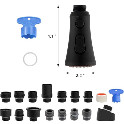 Hibbent Pull Down Kitchen Faucet Head Replacement, 3-Function NSF/ANSI/CAN 61 & CUPC Certified Sink Spray Nozzle, 15 Adapters, Compatible with Moen, Delta, Kohler Faucets, Oil-Rubbed Bronze - color: Oil Rubbed Bronze, style: Stay on sprayer without hold b