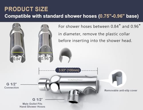 Adjustable Brass Handheld Shower Head Holder, Chrome | 360° Anti-Sag Wall Mount Bracket with Reinforced Locking Nuts, Tool-Free Install, Fits Moen/Waterpik, Rustproof Filter