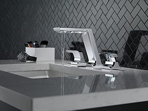 Delta Pivotal Chrome Bathroom Faucet 3 Hole, 8 Inch Widespread Bathroom Sink Faucet for Vanity, Metal Push-Pop Drain, Lumicoat Chrome 3599LF-PR-MPU - color: Chrome