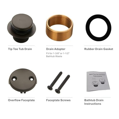 HIDROP Oil Rubbed Bronze Tub Drain Assembly Kit, 2-Hole Overflow Faceplate | Tip Toe Tub Trim Set, 304 Stainless Steel and Brass Bathtub Drain,Universal Fine/Coarse Thread fit 1-3/8" or 1-1/2" Tub Drain - color: Bronze, style: 2 Holes