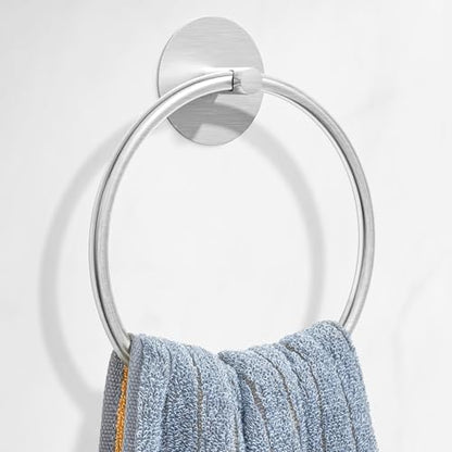 Nickel Brushed Bathroom Towel Ring - SUS304 Stainless Steel Bathroom Towel Rack, Susswiff Adhesive Wall Mounted Hand Towels Holder, Towel Hanger for Bathroom Organizer, Kitchen Storage - color: Nickel Brushed