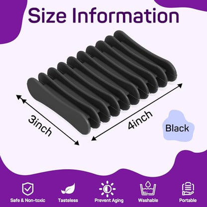 2 Pcs Self Draining Silicone Soap Holder - Waterfall Design Soap Dishes for Bathroom, Keeps Soap Bars Dry & Clean,Black - color: Black