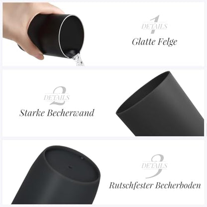AstraLoom 4PCS Bathroom Tumbler Set, 9.5oz/280ml Unbreakable Toothbrush Holder Cups, Dishwasher Safe Plastic Organizer for Toothbrushes, Makeup Brushes & Vanity Counter, Black - color: Black