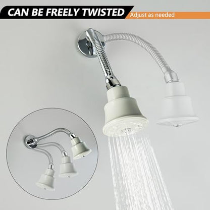 High Pressure Shower Head with Adjustable Shower Arm, Chrome 11.8 Inches Flexible Shower Head for Small Shower Stall High Pressure Shower Head Extension Arm with Flange