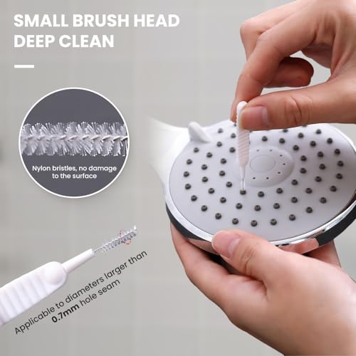 Shower Head Cleaning Brush for Small Hole, Upgrade Multifunctional Shower Cleaning Tools, Showerhead Cleaning Brushes Anti-Clogging Nozzle with Storage Boxes (20, White)