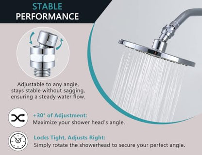Solid Brass Swivel Ball Adapter, Universal Shower Angle Adjuster | For Kids & Adults, Adjustable Shower Angle, Solid Brass G1/2 Adapter, Polished Chrome, for Fixed, Handheld & Rain Showerheads - color: Chrome
